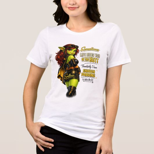 Goblinantics™ — Saffron™: Life Bites トライブレンドTシャツ (正面)