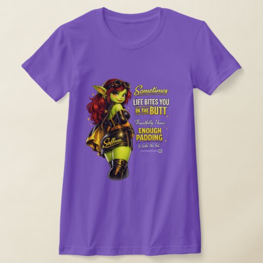 Goblinantics™ — Saffron™: Life Bites Tシャツ (レイダウン)