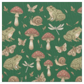 Goblincore Mushroom Frog Snail Dragonfly Pattern ファブリック (クローズアップ)