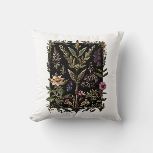 Goblincore Victorian Witch Herbs Classic クッション (正面)