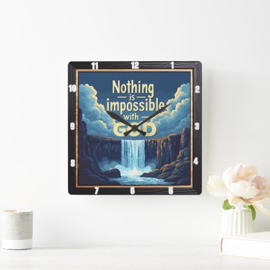 GODには不可能なものはない スクエア壁時計 (ホーム)