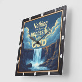 GODには不可能なものはない スクエア壁時計 (傾斜)