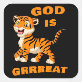 GODはGrrreatである：子供と大人のタイガーキリスト教の信仰 スクエアシール (正面)
