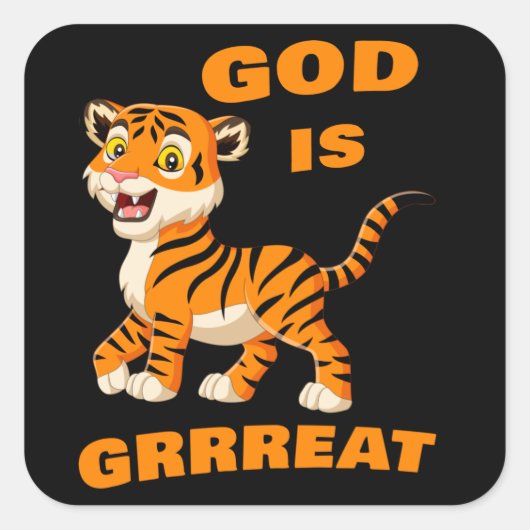 GODはGrrreatである：子供と大人のタイガーキリスト教の信仰 スクエアシール (正面)