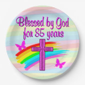 GOD かわいらし 賛美 85番目の誕生日紙プレート ペーパープレート (正面)