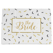 God & black squiggly Ines and corner pattern ラージペーパーバッグ (正面)