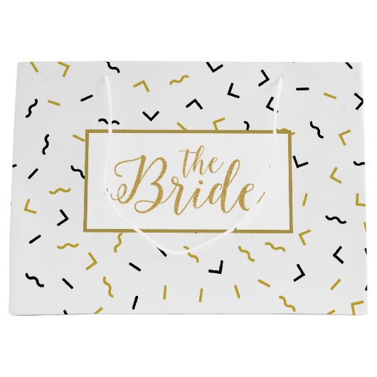 God & black squiggly Ines and corner pattern ラージペーパーバッグ (正面)