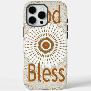 "God Bless" テキスト伝統的アフリカモチーフ デザイン iPhone 16 Pro Maxケース