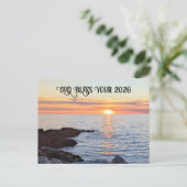 God Bless 2026 New Year Golden Sunset Photo シーズンポストカード (スタンド正面)