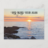 God Bless 2026 New Year Golden Sunset Photo シーズンポストカード (正面)