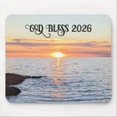 God Bless 2026 New Year Golden Sunset Photo マウスパッド (正面)