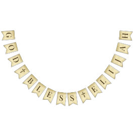 God Bless 6 Letters 2 Crosses Parchment Religious  バンティングフラッグ