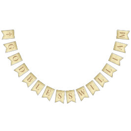 God Bless 7 Letters Brown Parchment Confirmation バンティングフラッグ