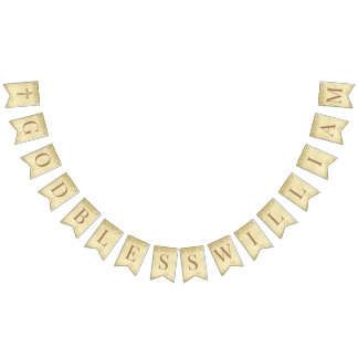 God Bless 7 Letters Brown Parchment Confirmation バンティングフラッグ