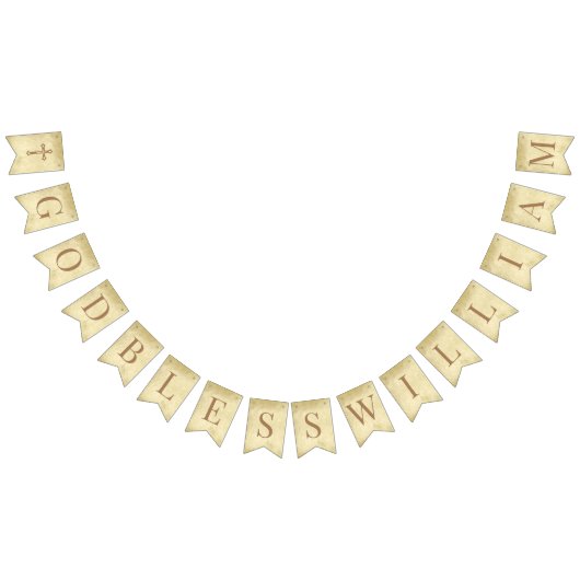 God Bless 7 Letters Brown Parchment Confirmation バンティングフラッグ (全)