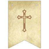 God Bless 7 Letters Brown Parchment Confirmation バンティングフラッグ (第1の旗)