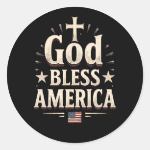 God Bless America -ヴィンテージ愛国的クリスチャン ラウンドシール