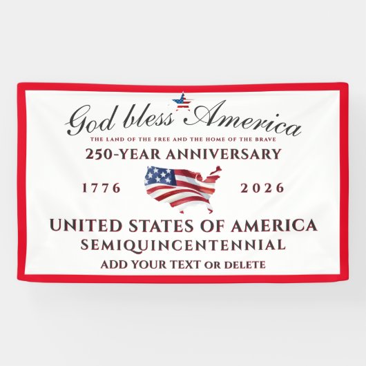 God Bless America 250 Semiquincentennial Red 横断幕 (横)