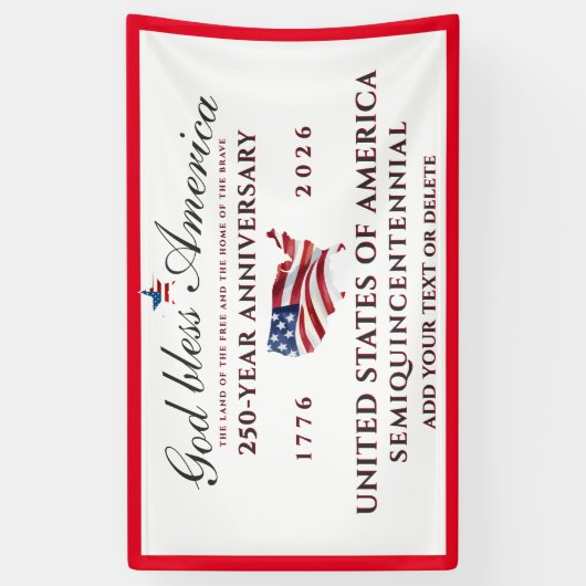 God Bless America 250 Semiquincentennial Red 横断幕 (縦)