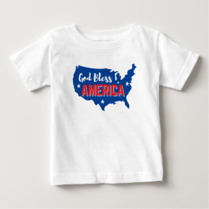 God Bless America 4th of 7月とAmerica Map T-S ベビーTシャツ