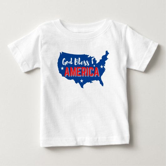 God Bless America 4th of 7月とAmerica Map T-S ベビーTシャツ (正面)