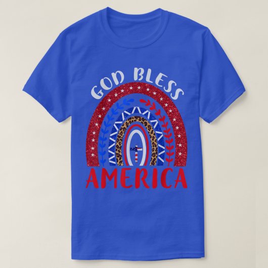 God Bless America 4Th Of 7月Leopard USA国旗Chr Tシャツ (デザイン正面)