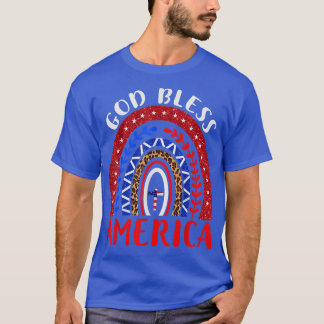 God Bless America 4Th Of 7月Leopard USA国旗Chr Tシャツ