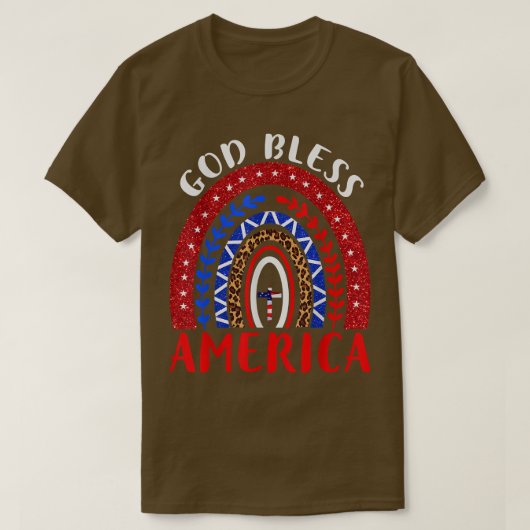 God Bless America 4Th Of 7月Leopard USA国旗Chr Tシャツ (デザイン正面)