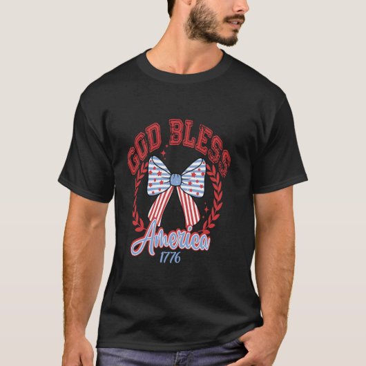God Bless America 4th Of July Coケット・ボウ・アメリカ Tシャツ (正面)