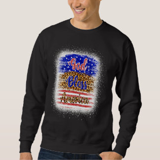 God Bless America 4th Of July Leopard American Fla スウェットシャツ