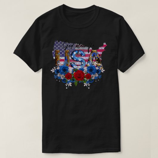 God Bless America 4th of July USA Flag Men Women P Tシャツ (デザイン正面)