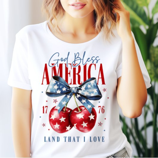God Bless America 4th of July Women & Bow Women Tシャツ