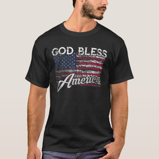 God Bless America American Flag Tee/7月4日 Tシャツ (正面)