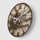 God Bless America Christian ラージ壁時計 (傾斜)