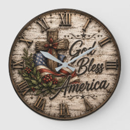 God Bless America Christian ラージ壁時計