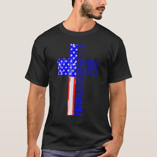 God Bless America Christian 4th Of July American F Tシャツ (正面)