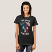 God Bless America Christian Patriotic Cross Tシャツ (正面フル)