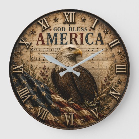 God Bless America Eagle ラージ壁時計 (正面)