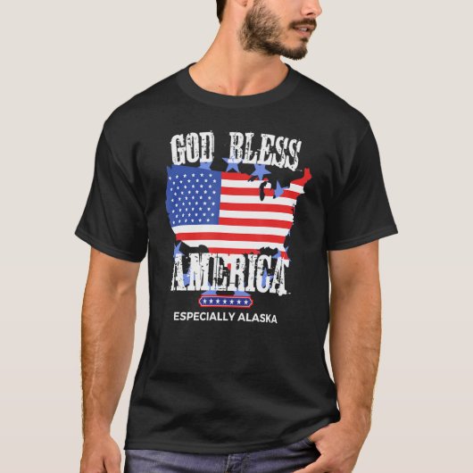 God Bless America Especially Alaska Awesome US Sta Tシャツ (正面)