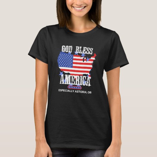 God Bless America Especially Astoria OR US State D Tシャツ (正面)