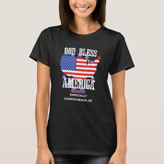 God Bless America Especially Cannon Beach OR US St Tシャツ (正面)