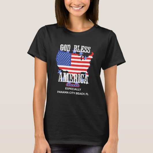 God Bless America Especially Panama City-Beach FL  Tシャツ (正面)