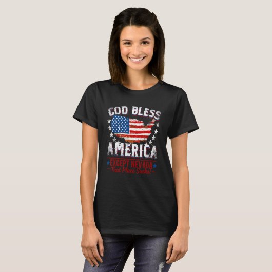 GOD BLESS AMERICA Except NEVADA Sucks Tシャツ (正面フル)