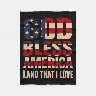 God Bless America Flag Art フリースブランケット