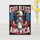 God Bless America Flag Jesus Christian Eagle Patri カード (黄色い花)