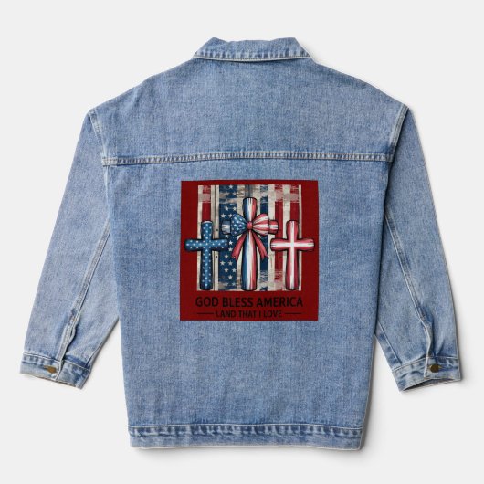 God Bless America Patriotic Cross Denim Jacket デニムジャケット (裏面)