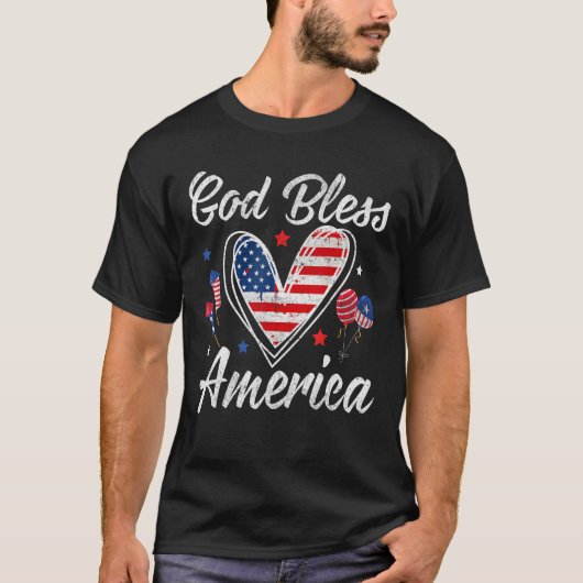 God bless America Patriotic Independence Day 4th O Tシャツ (正面)