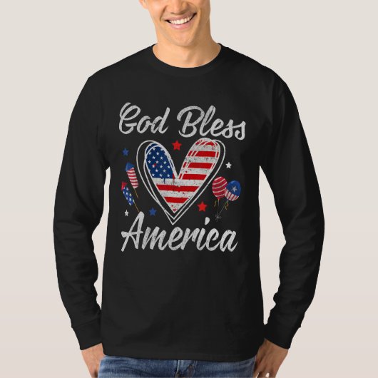 God bless America Patriotic Independence Day 4th O Tシャツ (正面)