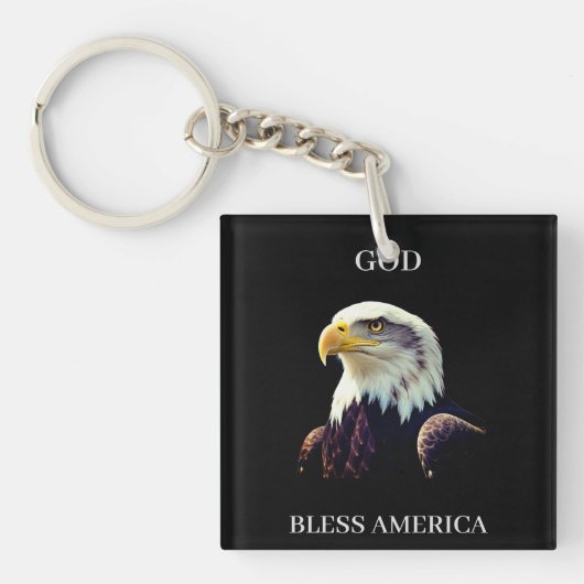 God Bless America – Patriotic Strength with  Proud キーホルダー (正面)