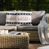 God Bless America Patriotic White and Blue クッション